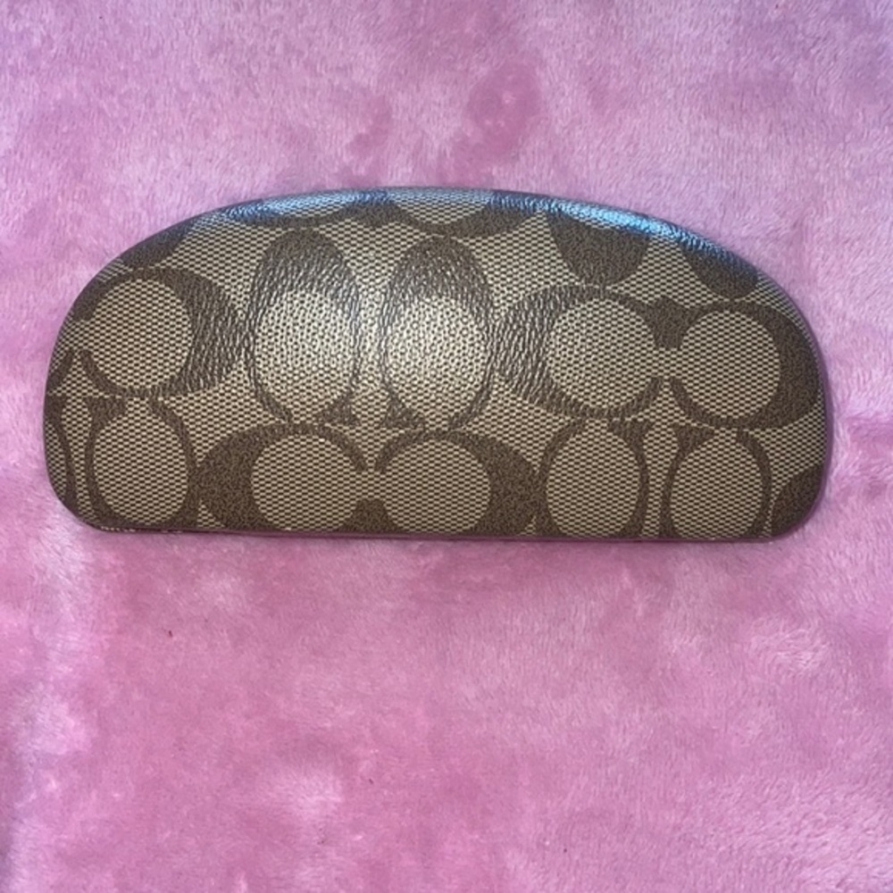 Coach Hard Clamshell Eyeglasses Case Signature Two Tone Brown
